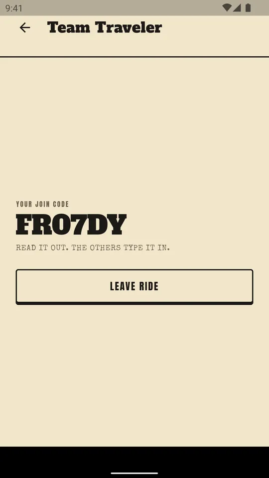 The six-character join code, large, for reading out.